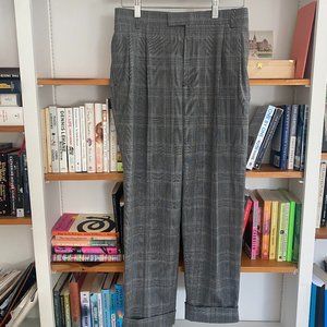 Officine Generale Pierre Pants in Grey and Black Check, Size 38